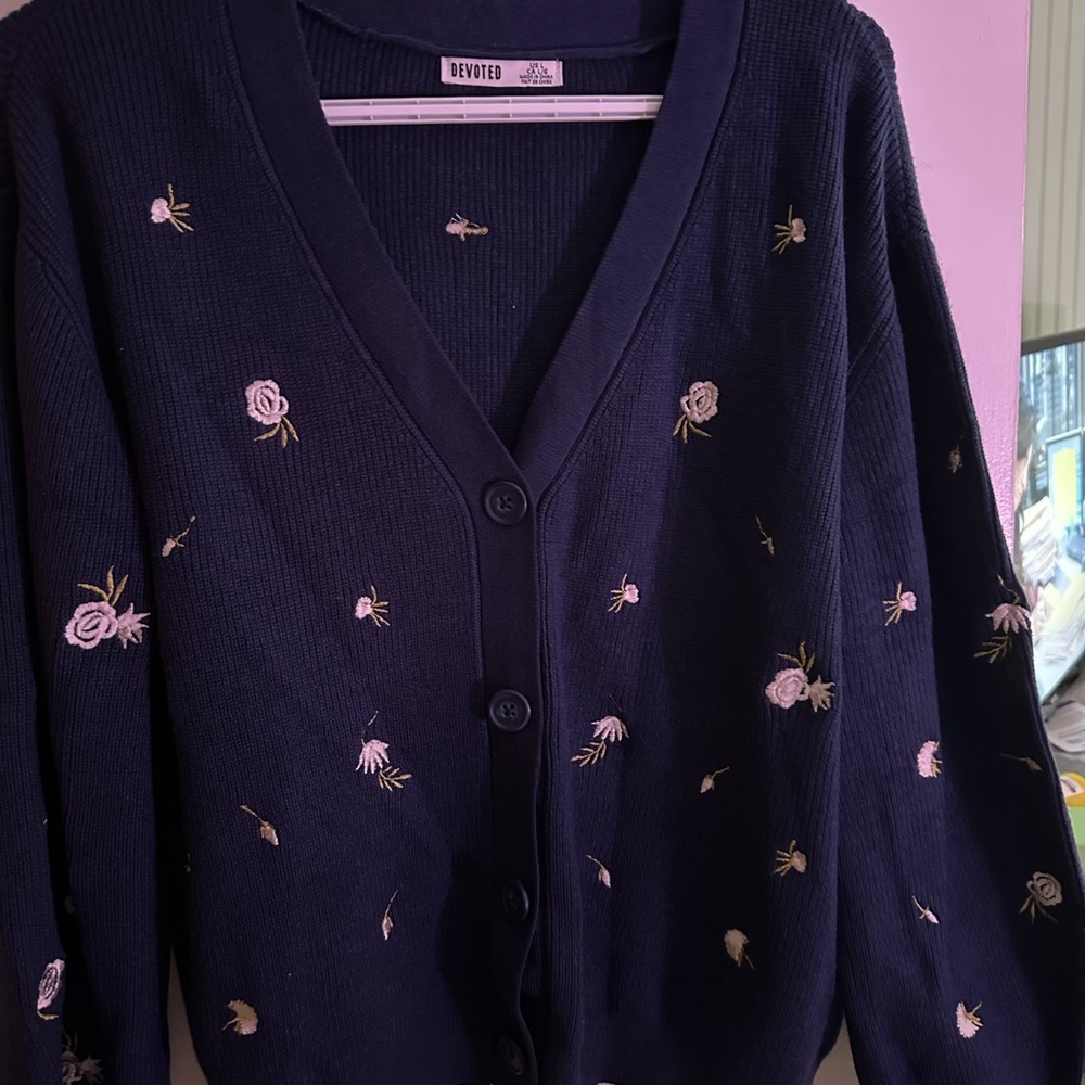 Navy Floral Women's Cardigan
